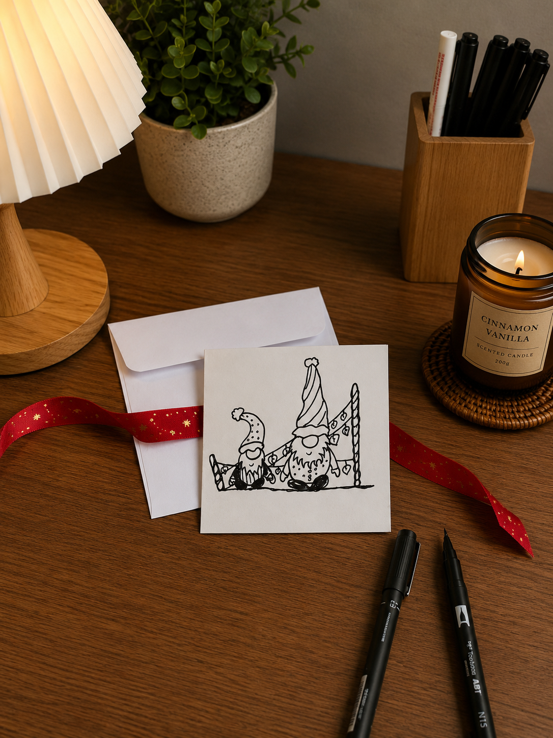 Cute Christmas Dwarves | Small Handmade Greeting Card – Original Illustrated Card