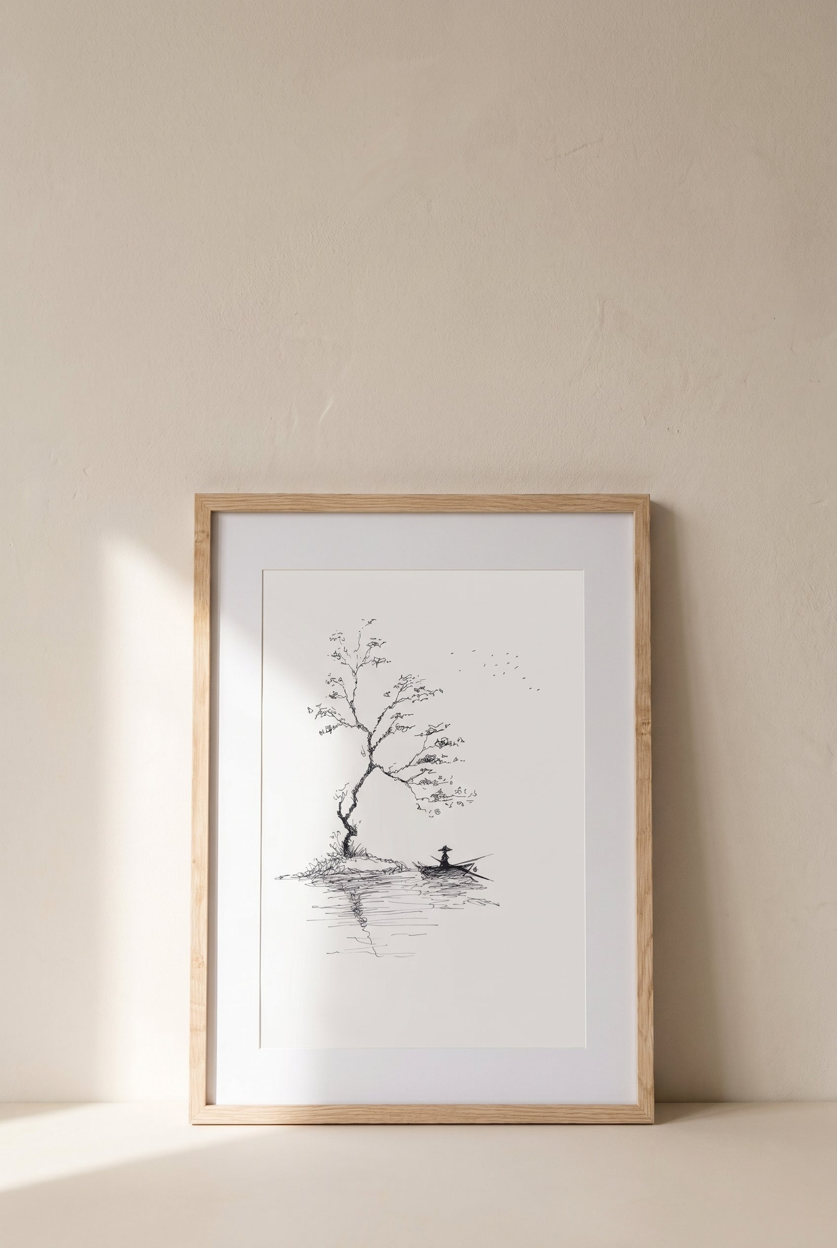 Lake Island | Handmade Framed Poster – Original Artwork Wall Decor
