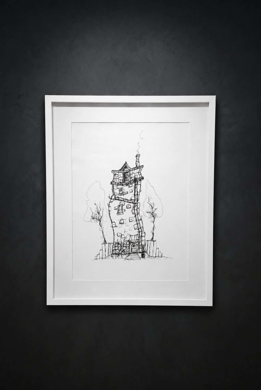 Stylized House | Handmade Framed Poster – Original Artwork Wall Decor