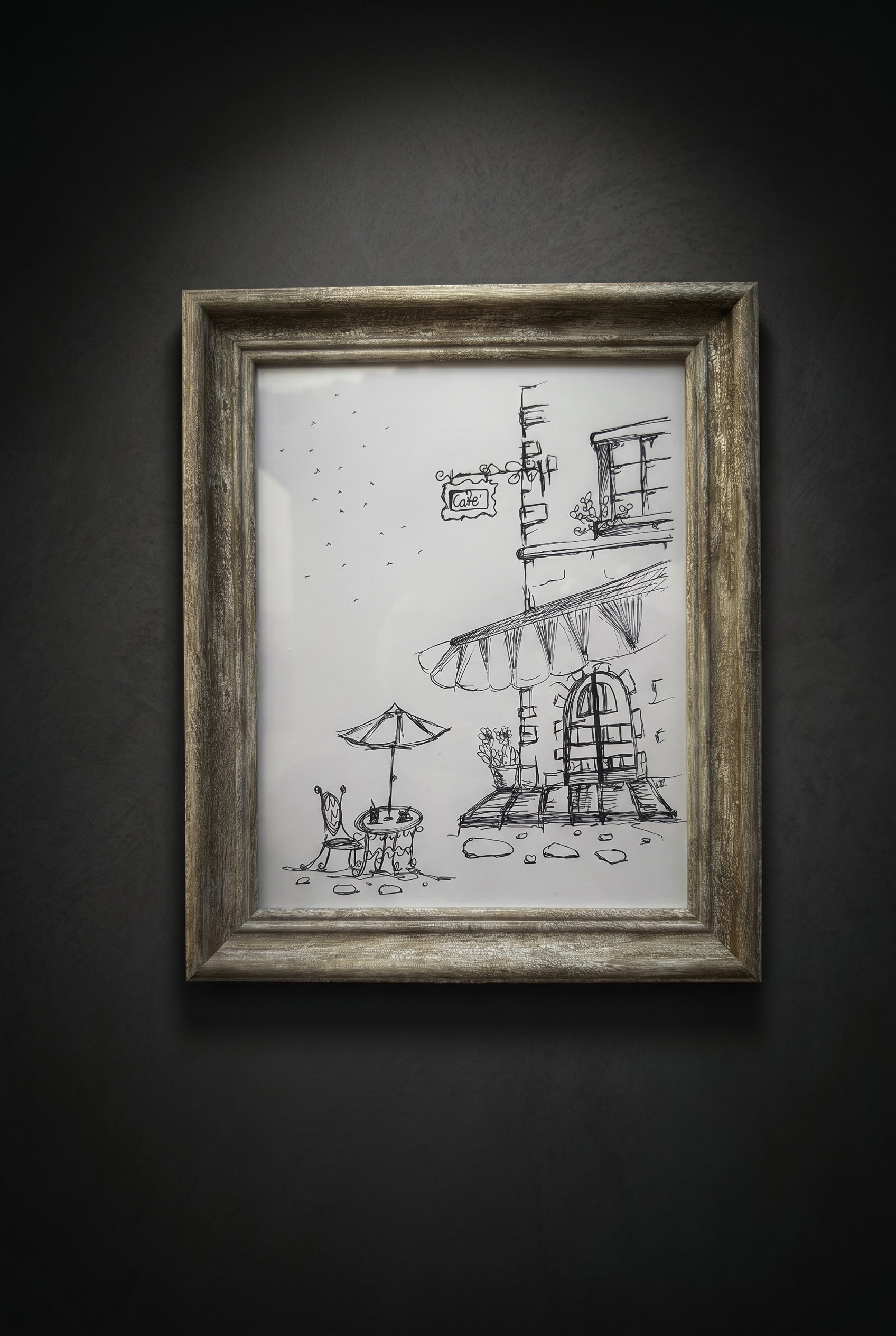 Little Cafe V.1 | Handmade Framed Poster – Original Artwork Wall Decor