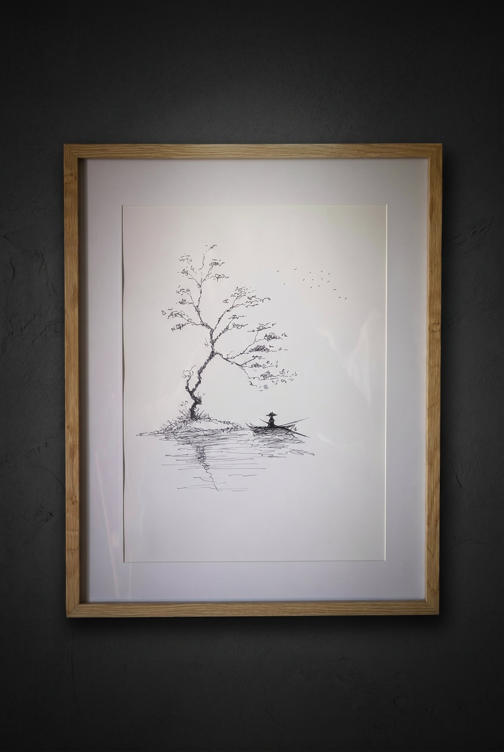 Lake Island | Handmade Framed Poster – Original Artwork Wall Decor