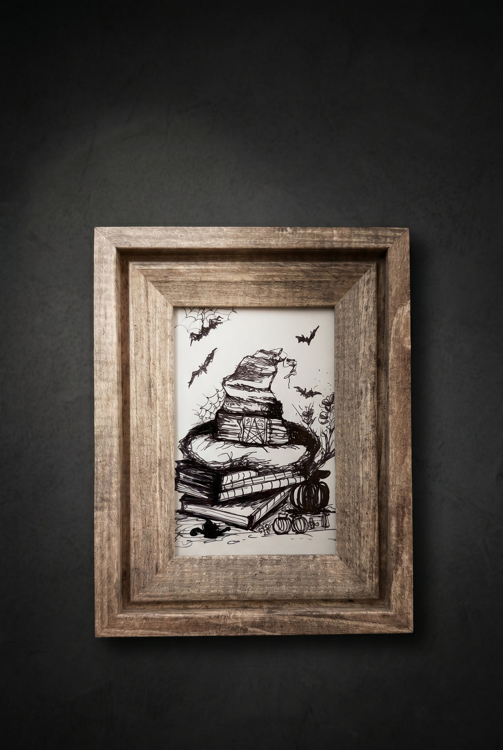 Witch’s Books | Handmade Framed Poster – Original Artwork Wall Decor