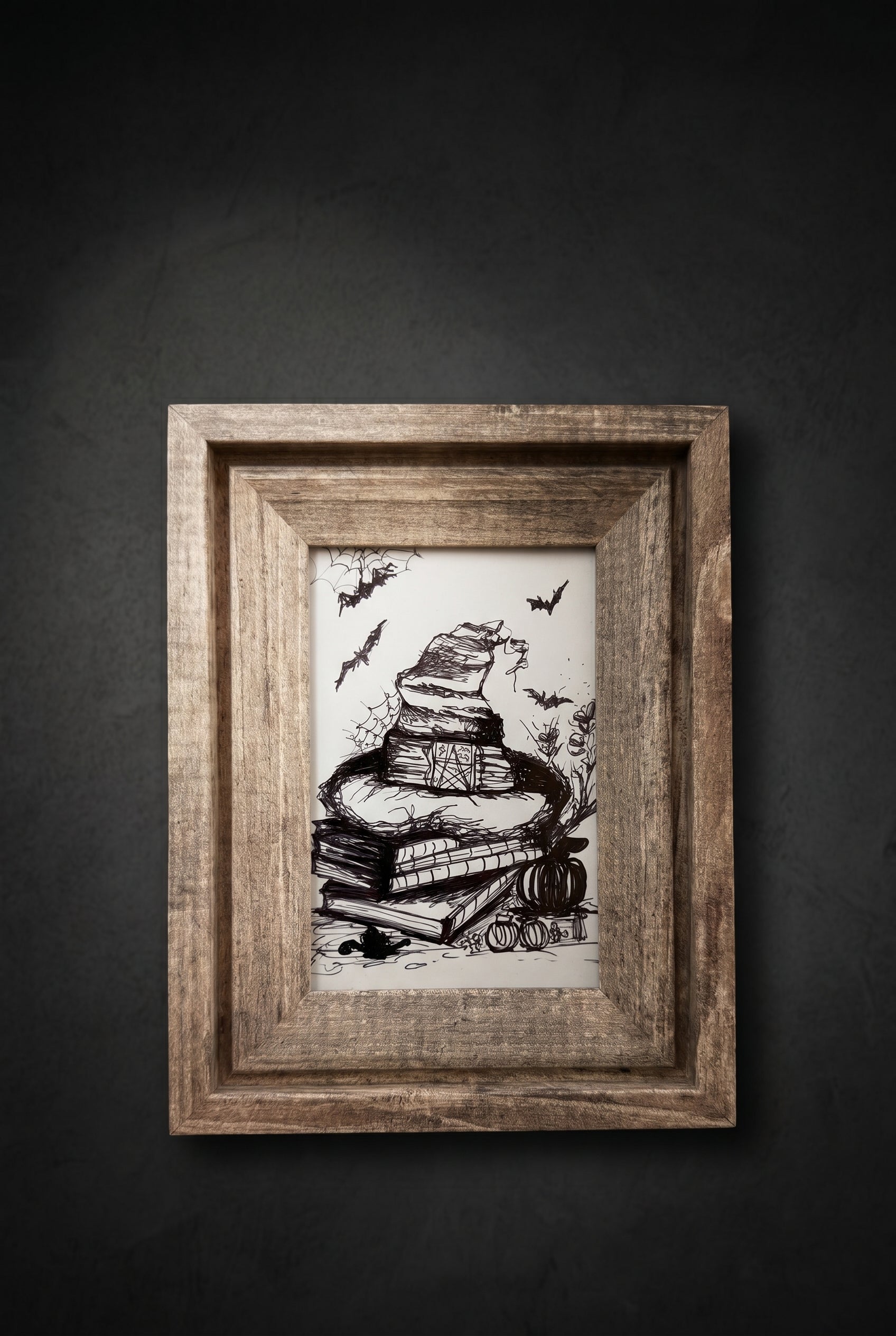 Witch’s Books | Handmade Framed Poster – Original Artwork Wall Decor