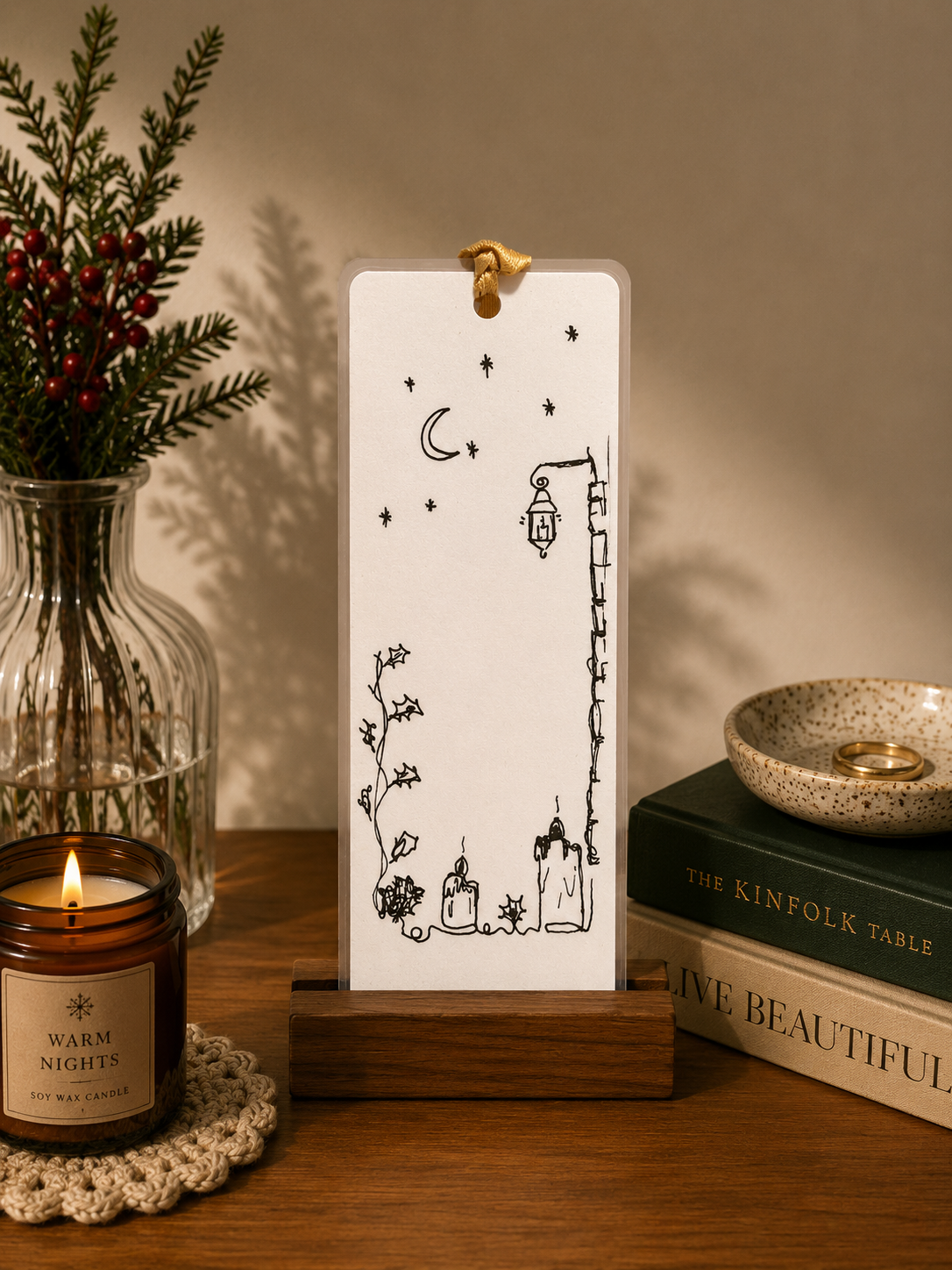 Candles Handmade Illustrated Bookmark – Original Art Bookmark