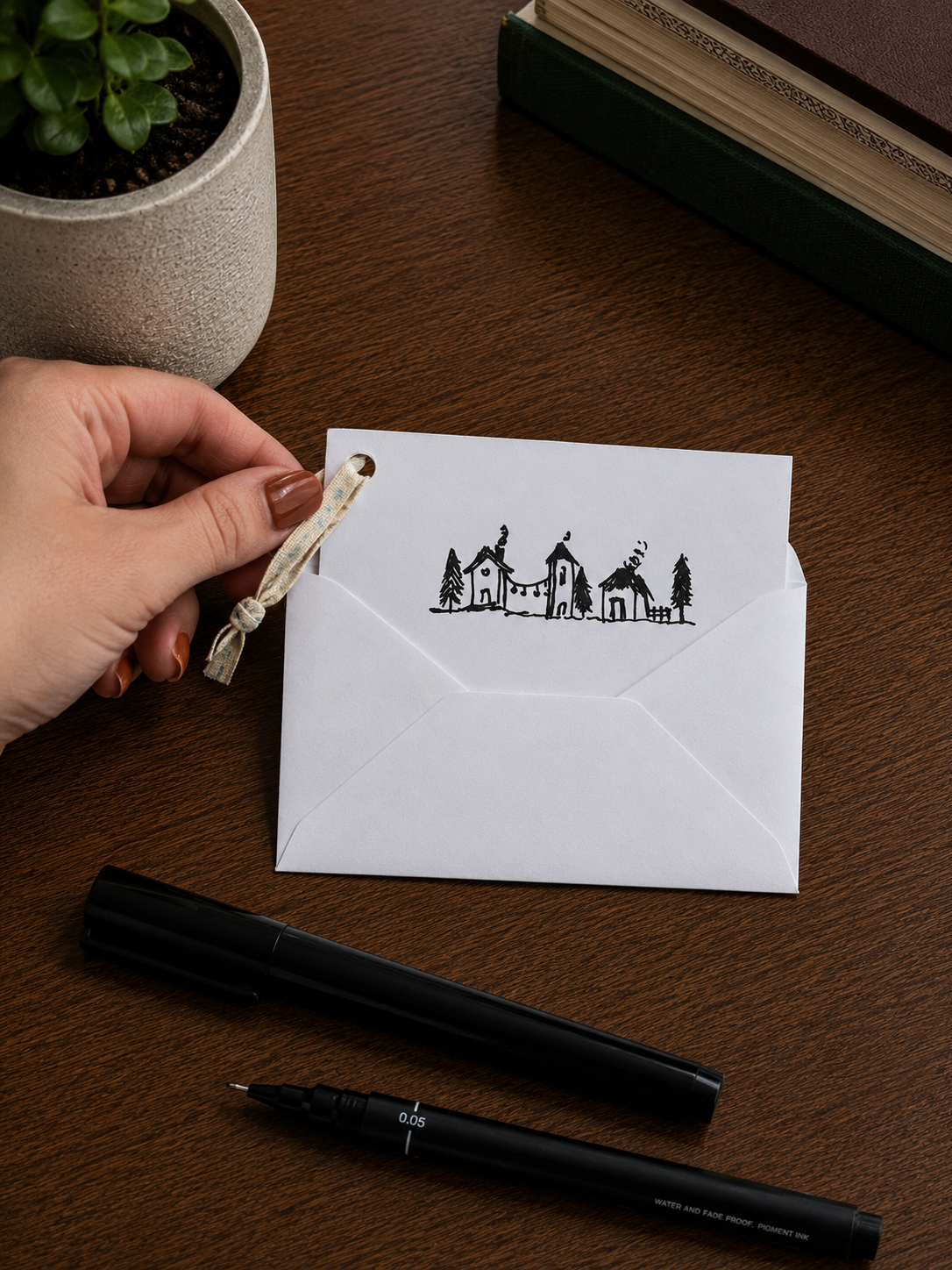 Cute Little Neighborhood | Mini Handmade Greeting Card – Original Illustrated Card