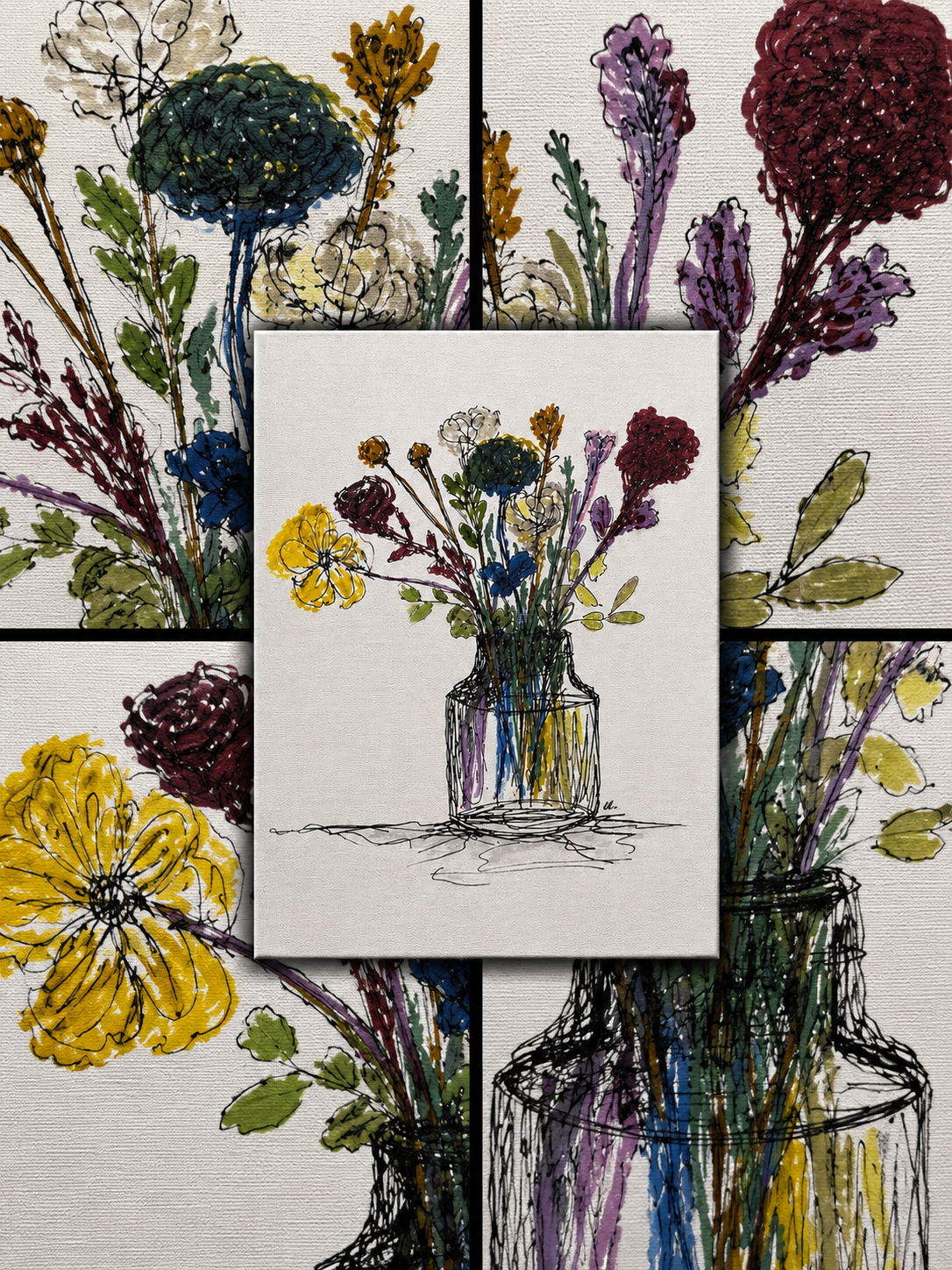 Flowers V2 | Original Contemporary Artwork – 40 × 50 cm