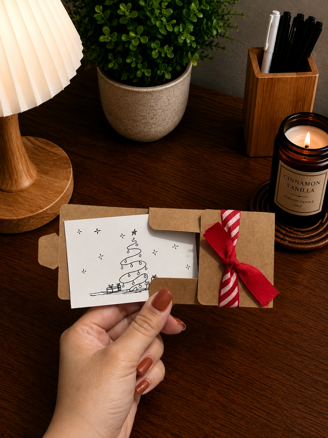 Cute Christmas Tree | Mini Handmade Greeting Card – Original Illustrated Card