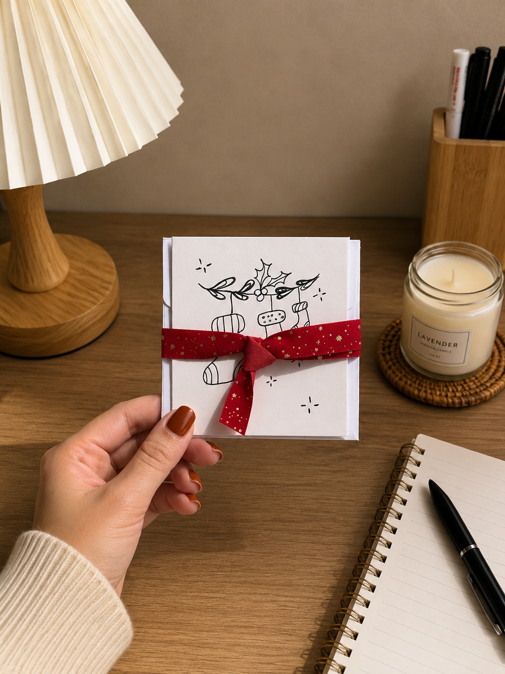 Cute Christmas Socks | Small Handmade Greeting Card – Original Illustrated Card