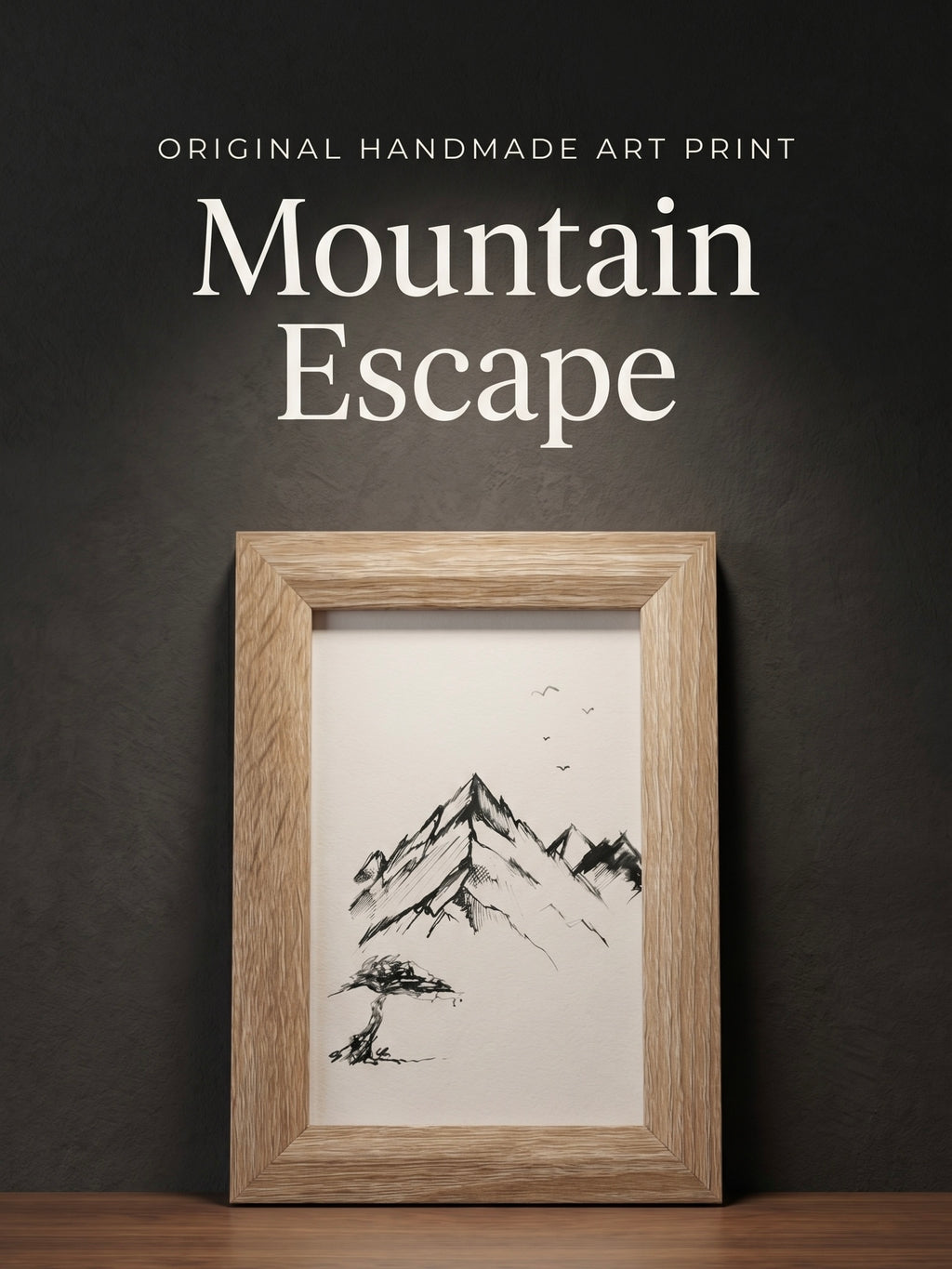 Mountain Escape | Handmade Framed Poster – Original Artwork Wall Decor