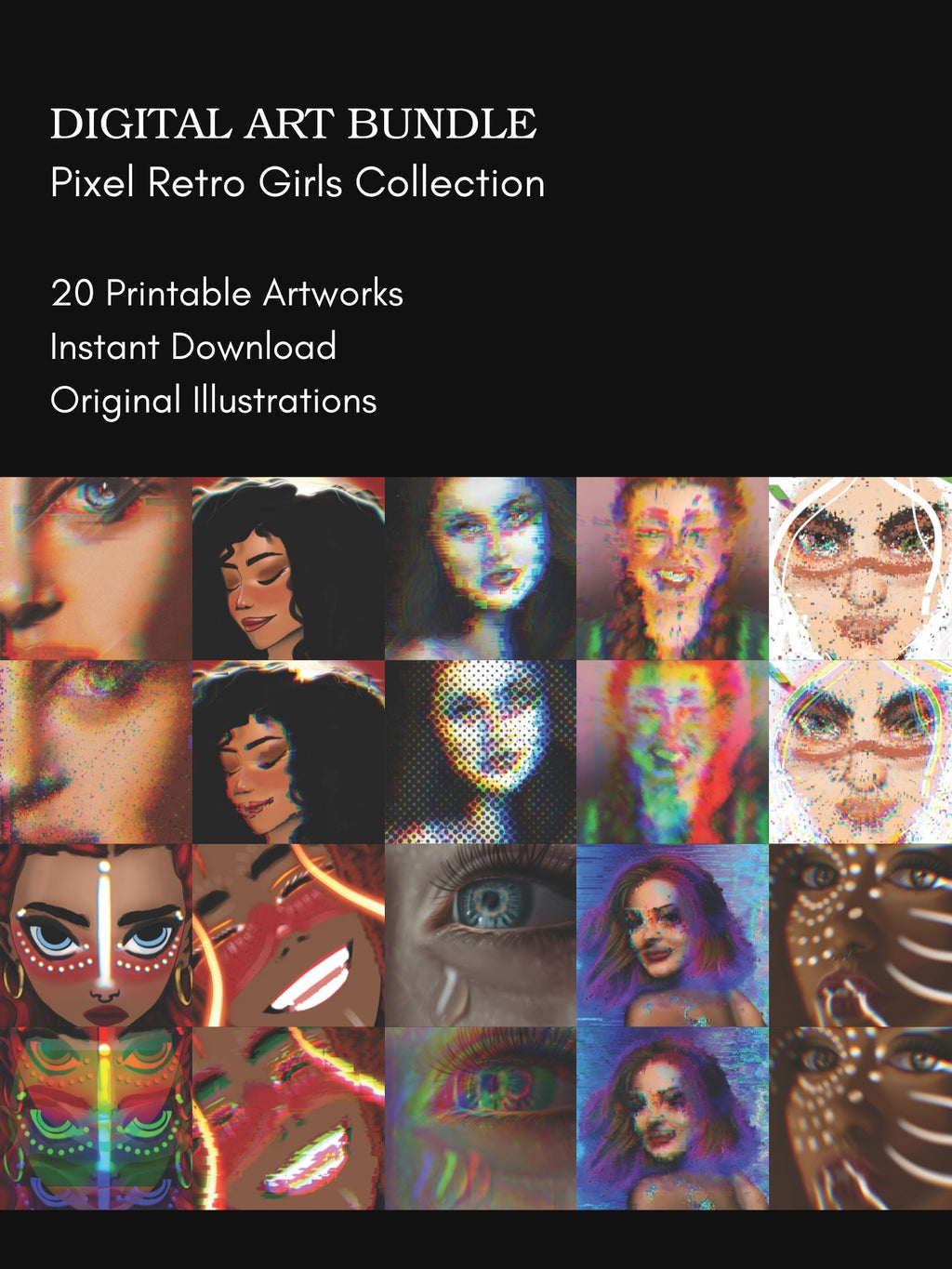 Pixel Art Girls – Retro Character Digital Art Bundle