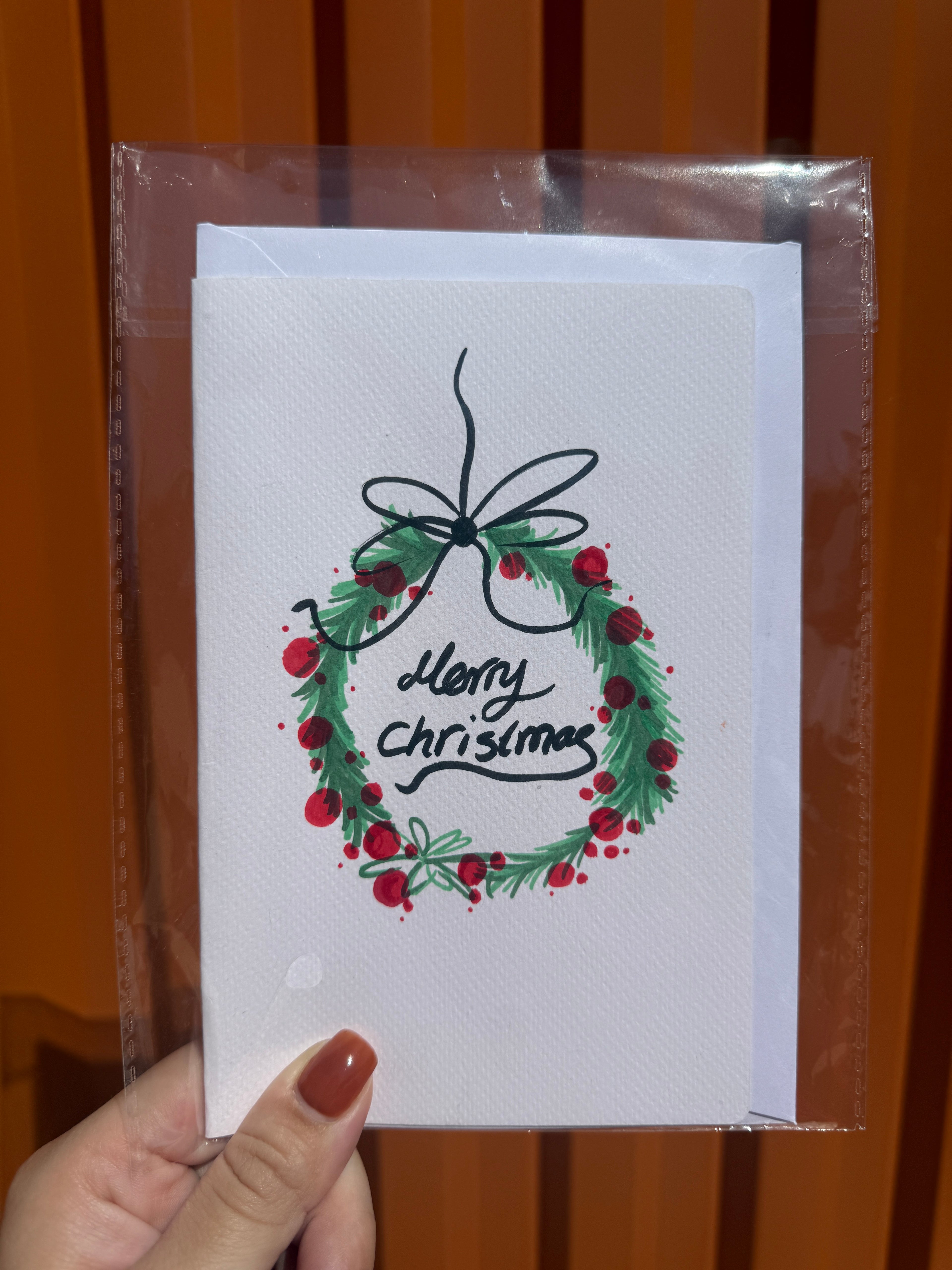 Christmas Wreath | Handmade Greeting Card – Original Illustrated Card