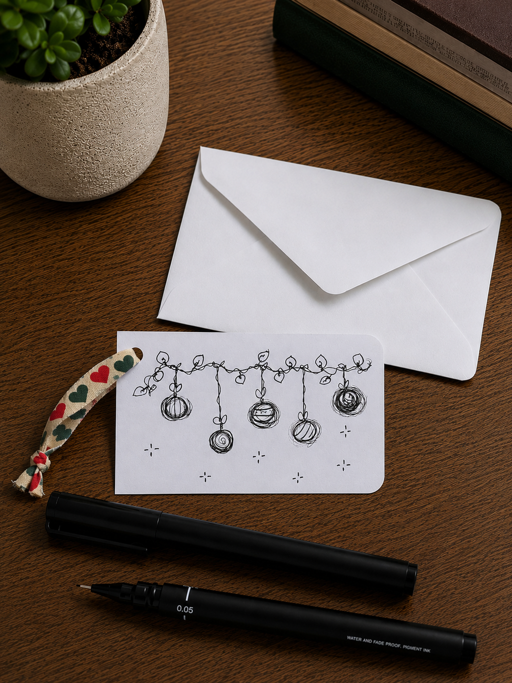 Cute Little Decorations | Mini Handmade Greeting Card – Original Illustrated Card