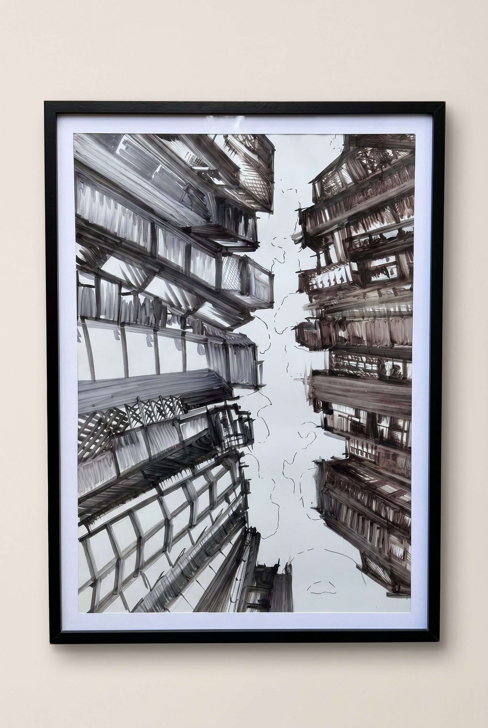 Cityscape | Handmade Framed Poster – Original Artwork Wall Decor