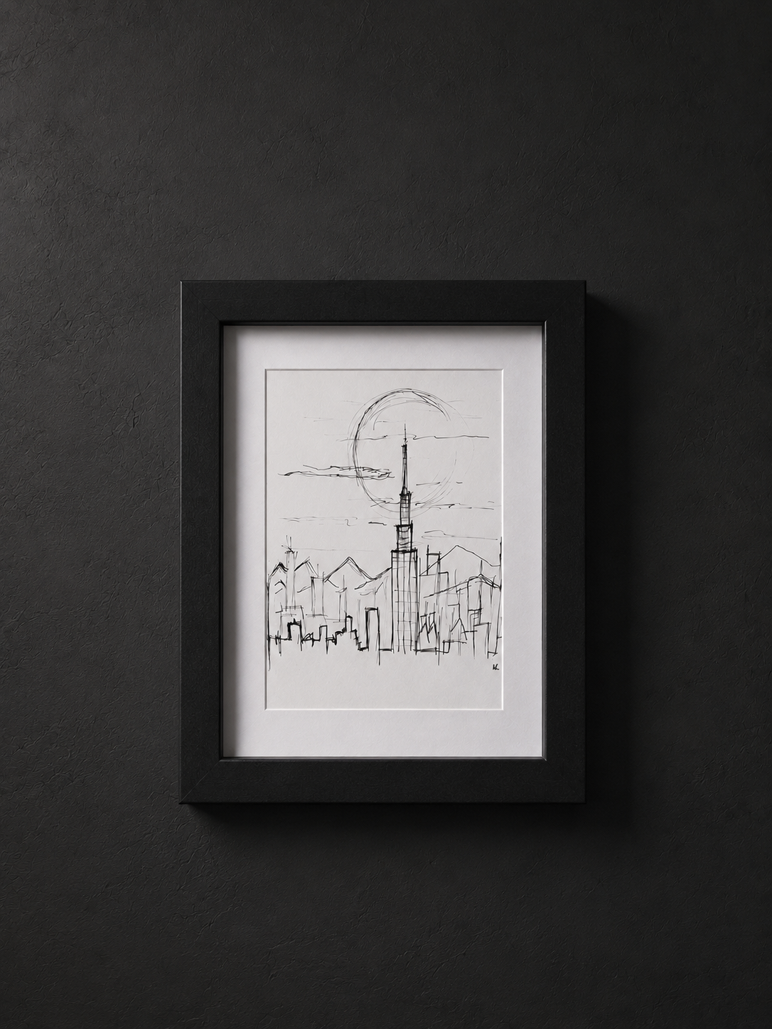 New York Cityscape | Handmade Framed Poster – Original Artwork Wall Decor