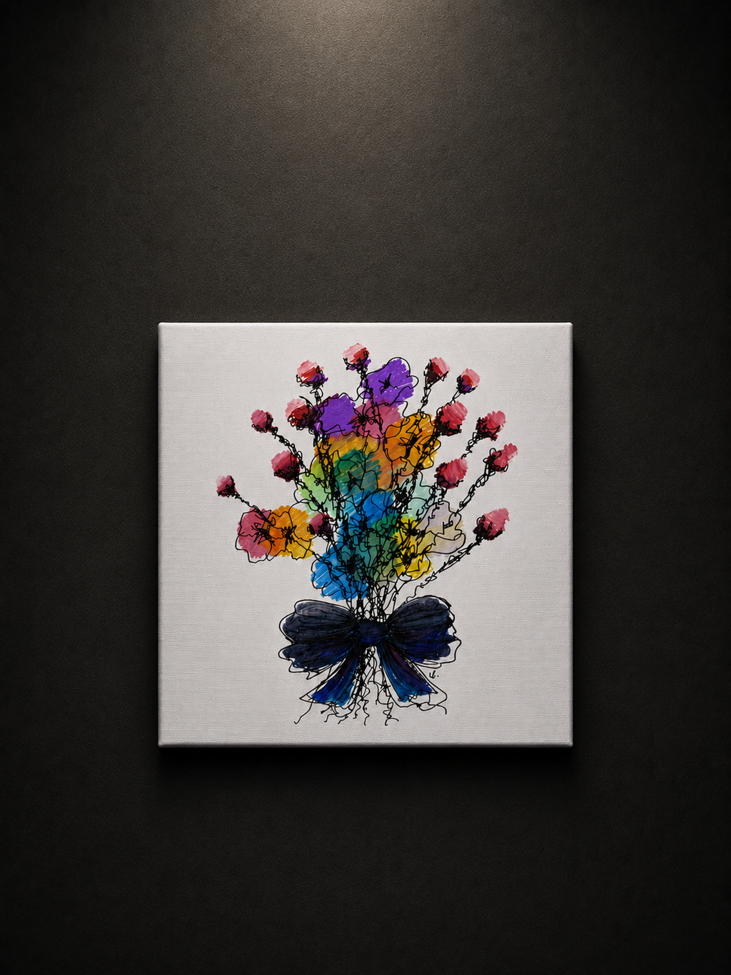 Flowers V3 | Original Contemporary Artwork – 40 × 40 cm