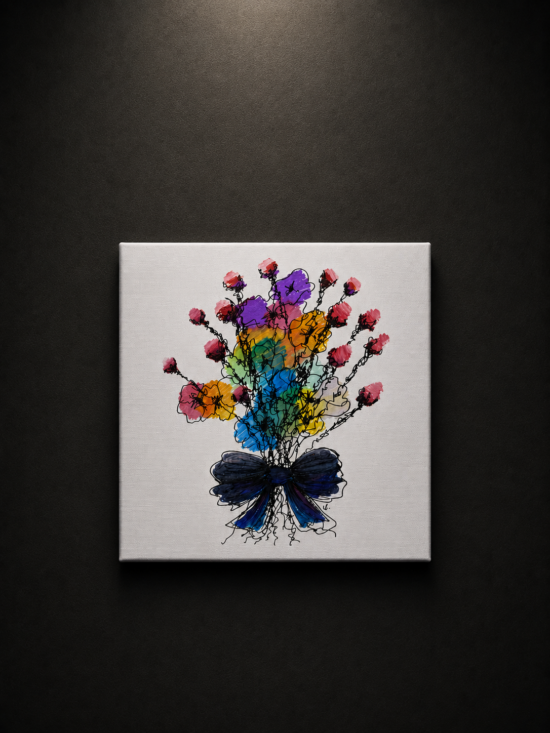 Flowers V3 | Original Contemporary Artwork – 40 × 40 cm