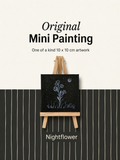 Nightflower | Original Mini Acrylic Painting – 10 × 10 cm Canvas with Wooden Easel (One-of-a-Kind Artwork)