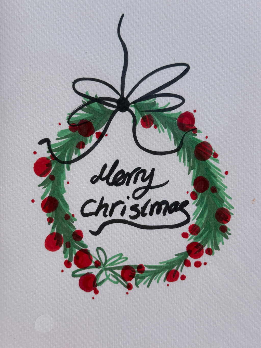 Christmas Wreath | Handmade Greeting Card – Original Illustrated Card