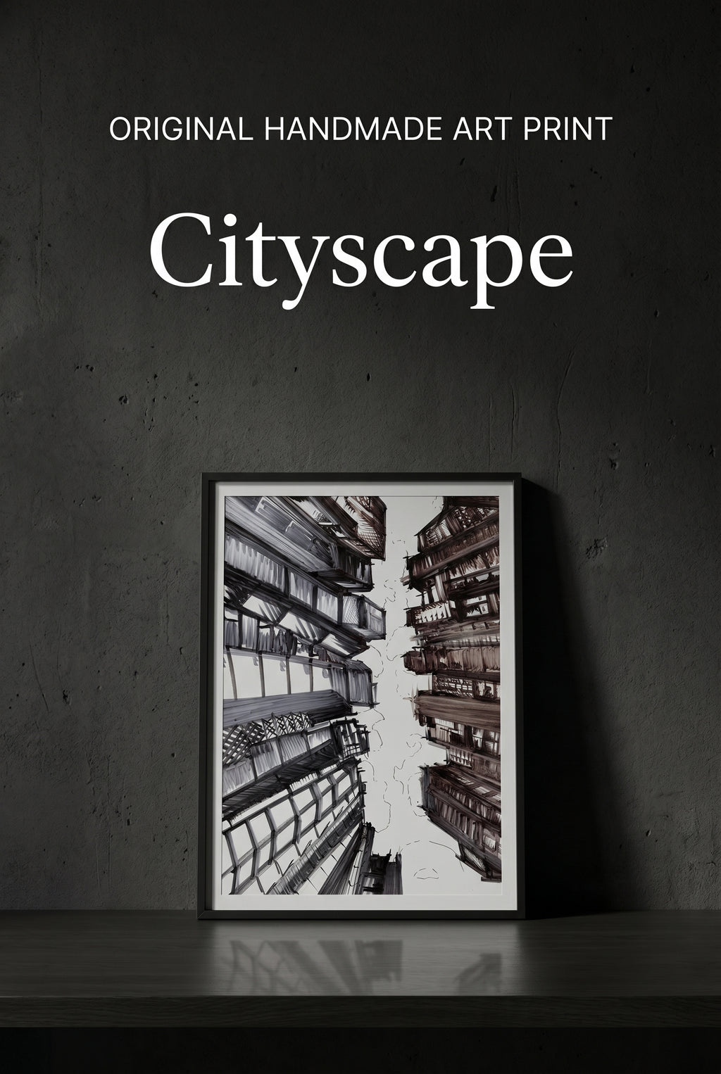 Cityscape | Handmade Framed Poster – Original Artwork Wall Decor