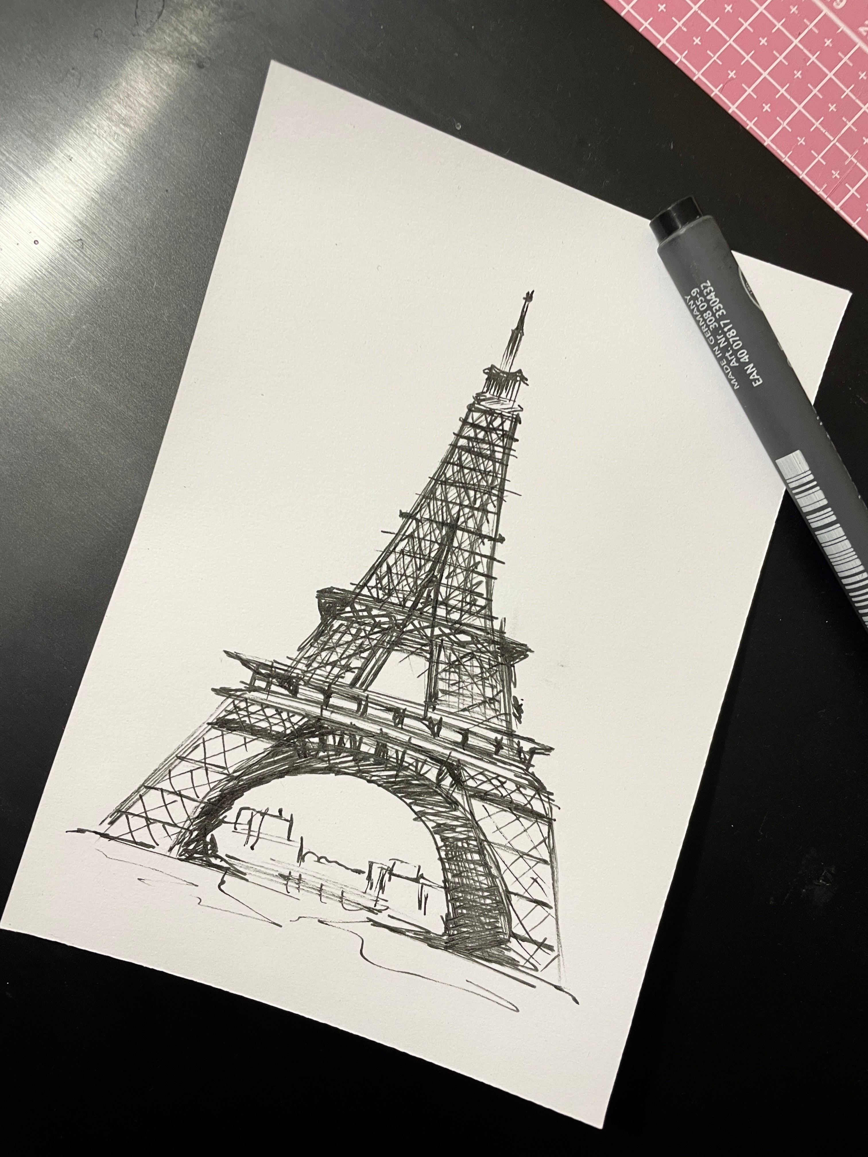 Eiffel Tower | Handmade Framed Poster – Original Artwork Wall Decor