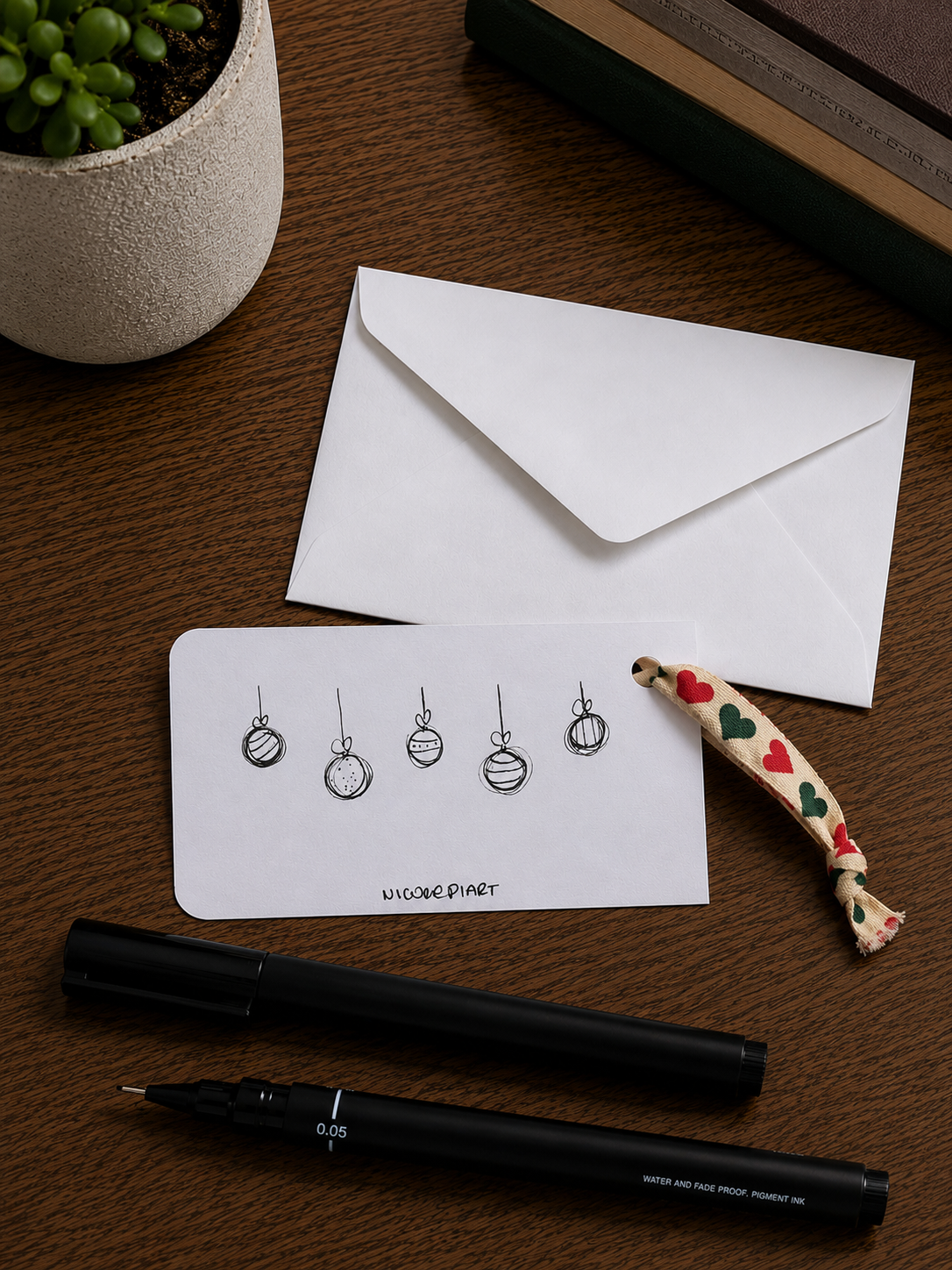 Cute Little Decorations | Mini Handmade Greeting Card – Original Illustrated Card