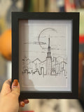 New York Cityscape | Handmade Framed Poster – Original Artwork Wall Decor
