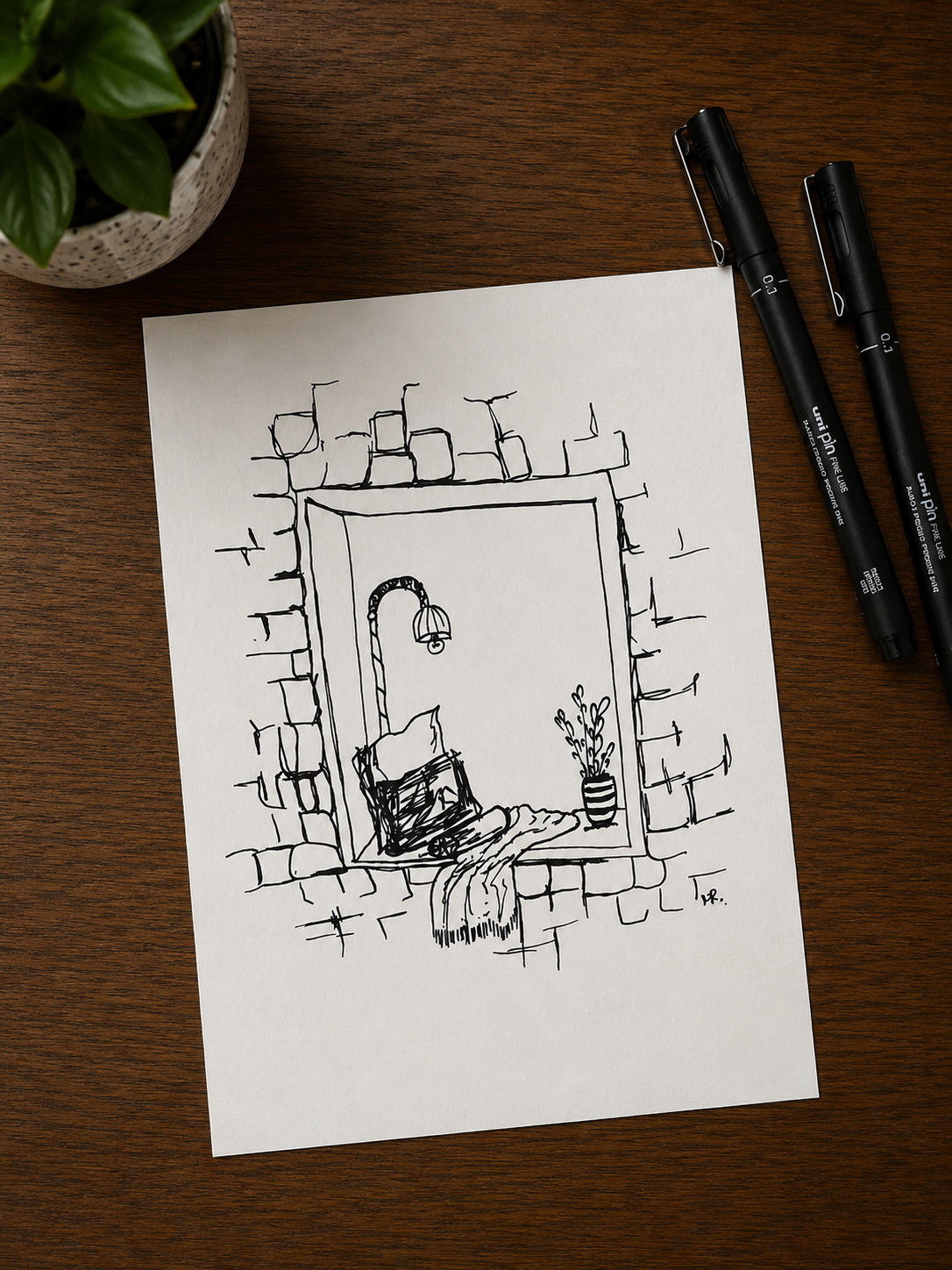Stylized Window | Handmade Framed Poster – Original Artwork Wall Decor