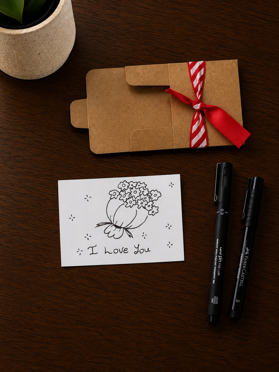 Cute Little Flower Bouquet | Mini Handmade Greeting Card – Original Illustrated Card