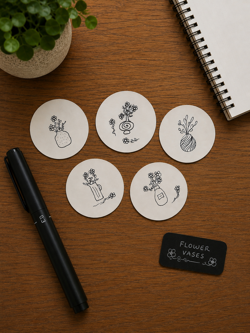 Flower Vases | Handmade Sticker Pack – Original Illustrated Stickers
