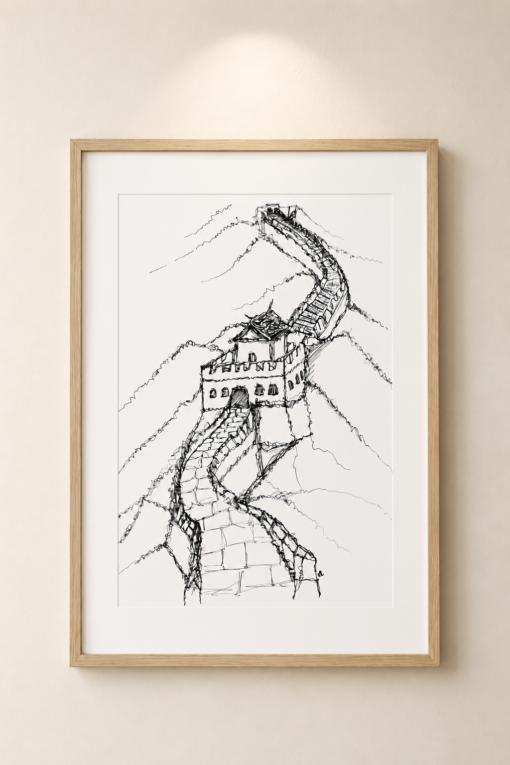 Great Wall Of China | Handmade Framed Poster – Original Artwork Wall Decor