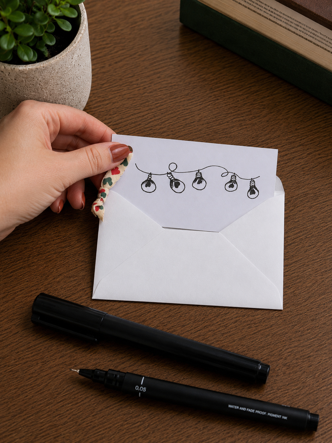 Cute Little Lights | Mini Handmade Greeting Card – Original Illustrated Card