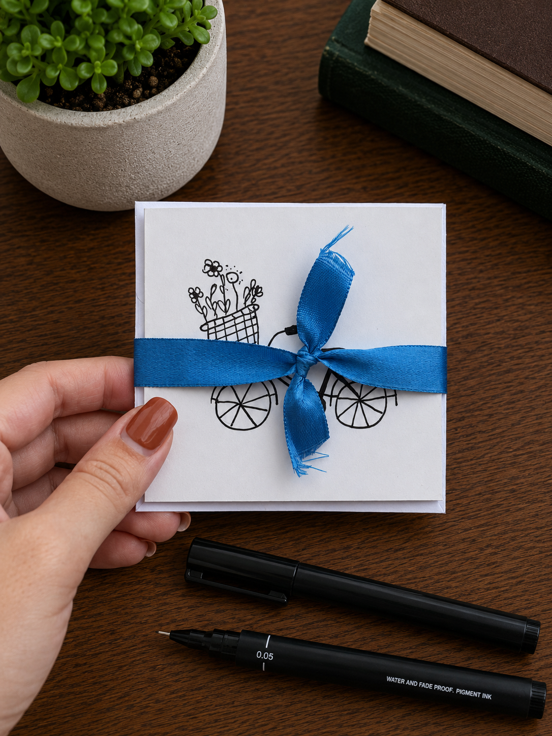 Cute Bicycle | Small Handmade Greeting Card – Original Illustrated Card