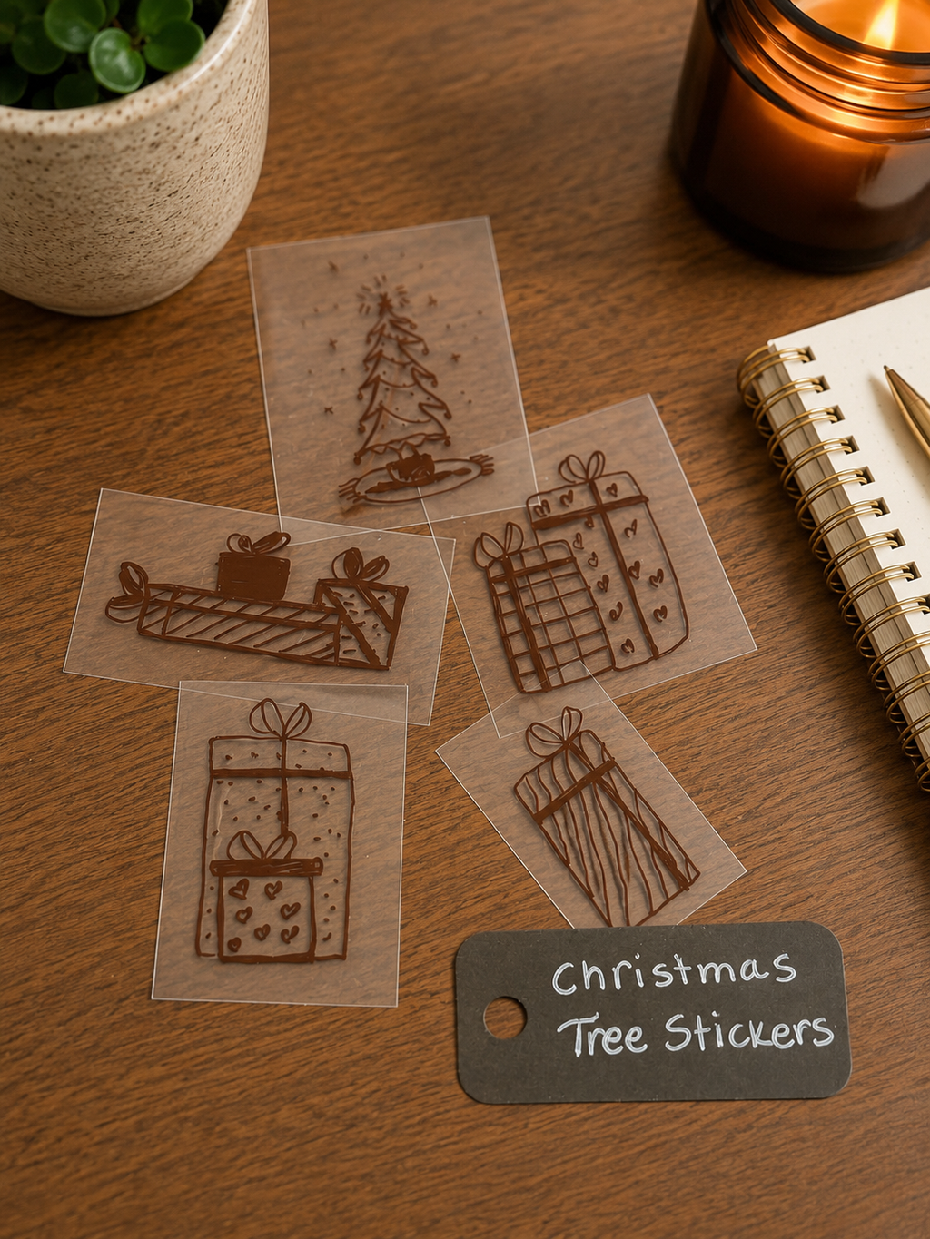 Christmas Tree Handmade Sticker Pack – Original Illustrated Stickers