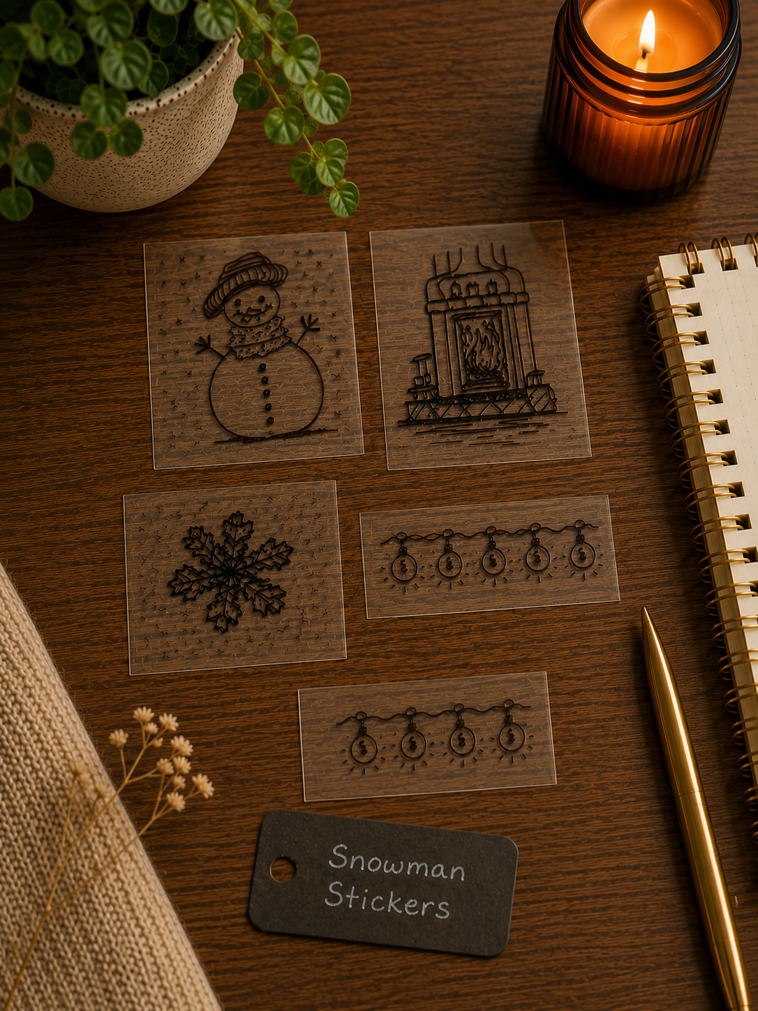Snowman Handmade Sticker Pack – Original Illustrated Stickers