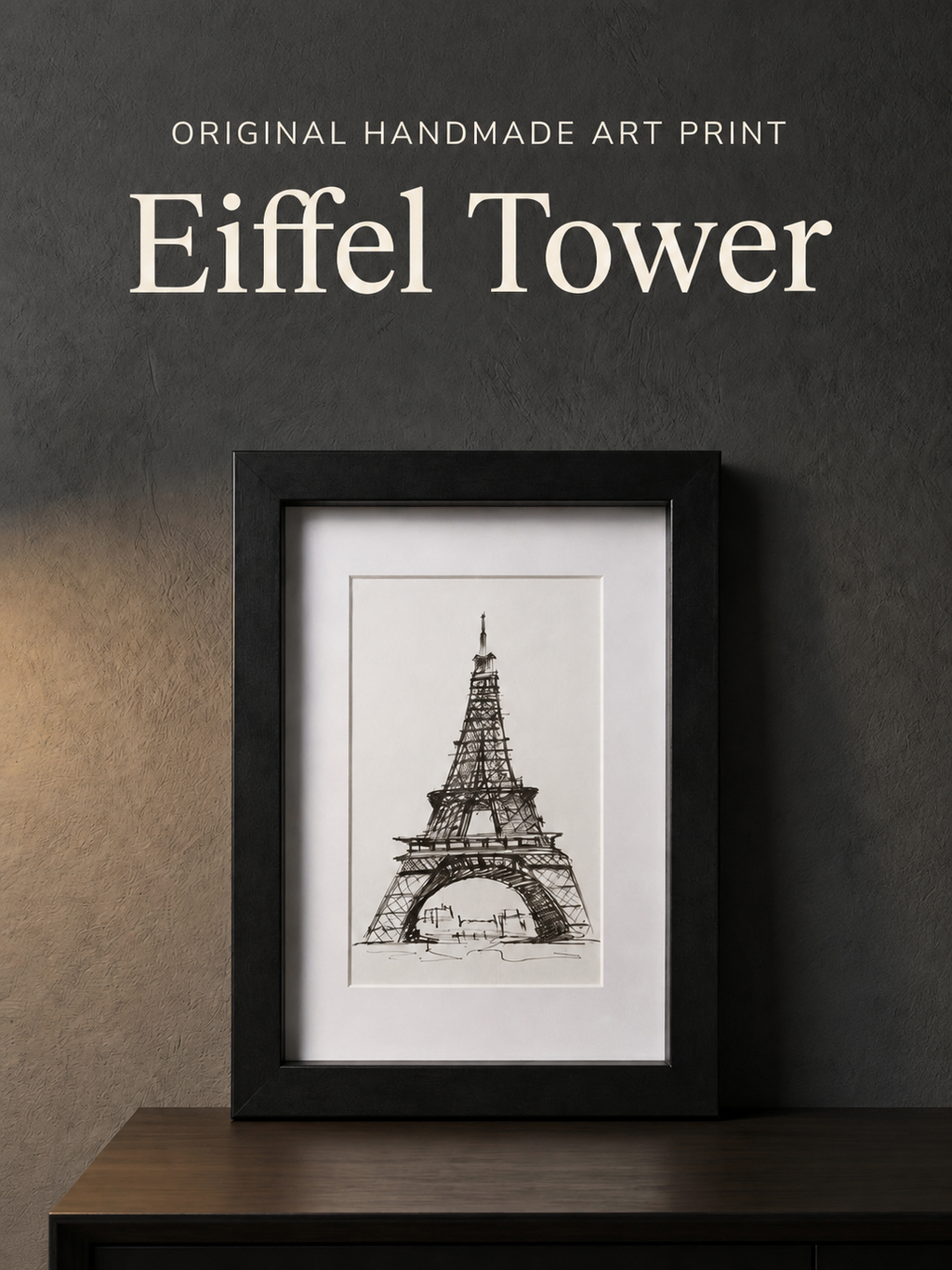 Eiffel Tower | Handmade Framed Poster – Original Artwork Wall Decor