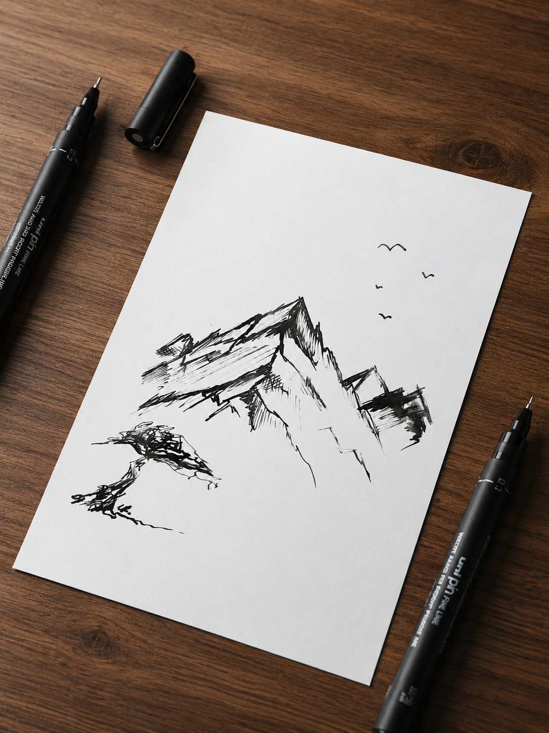 Mountain Escape | Handmade Framed Poster – Original Artwork Wall Decor