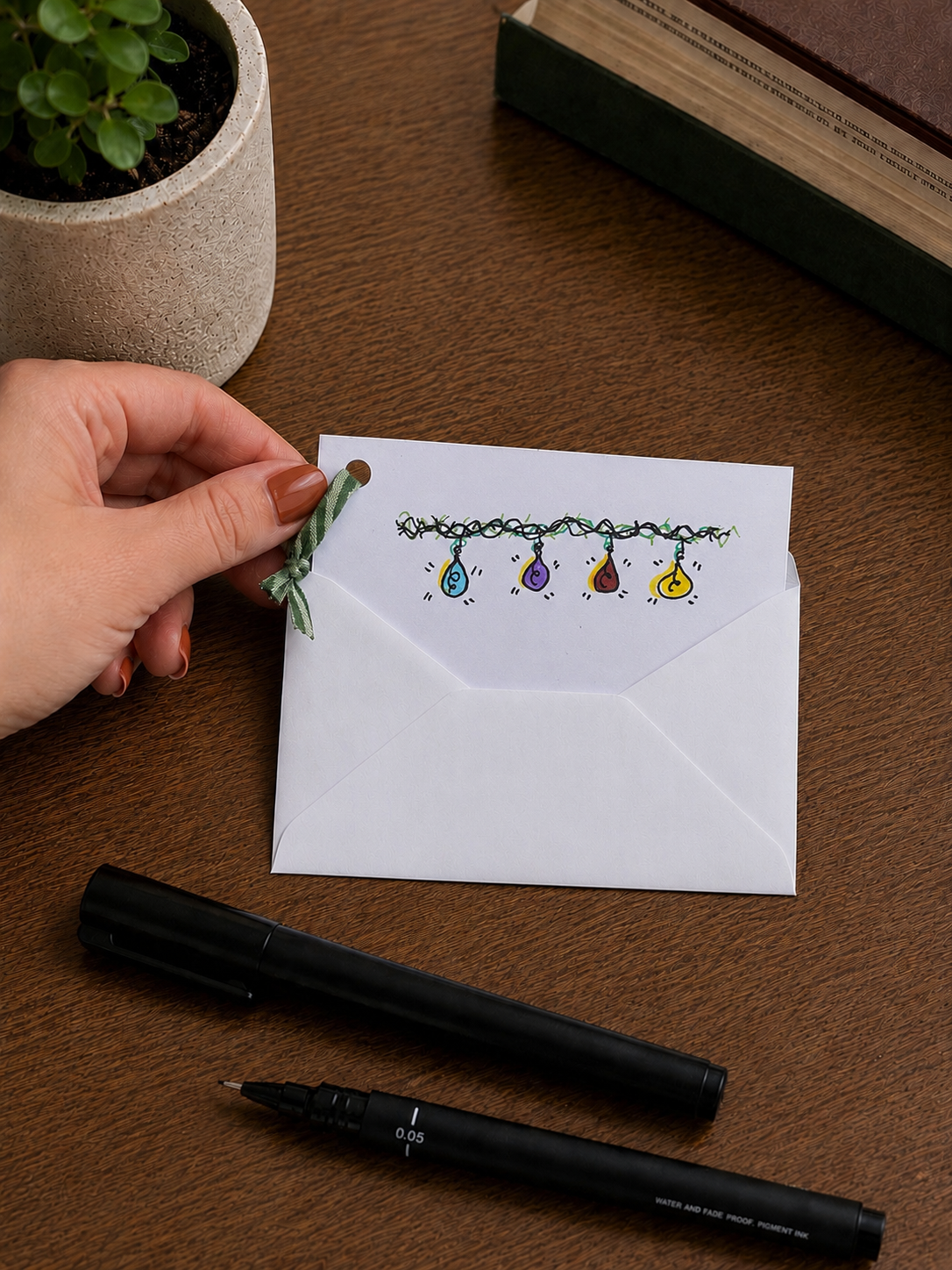 Cute Colorful Lights | Mini Handmade Greeting Card – Original Illustrated Card
