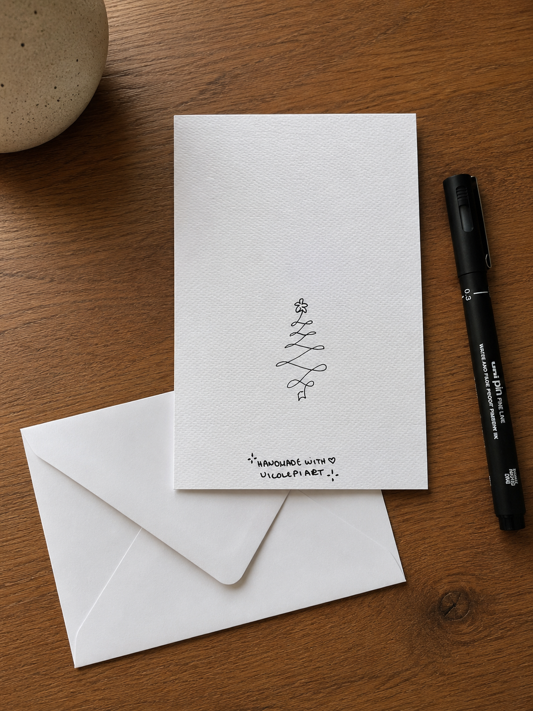 Christmas Tree Lines | Handmade Greeting Card – Original Illustrated Card