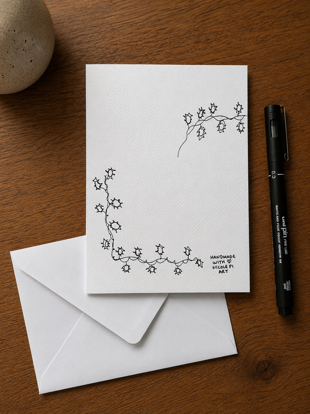 Christmas Lantern | Handmade Greeting Card – Original Illustrated Card