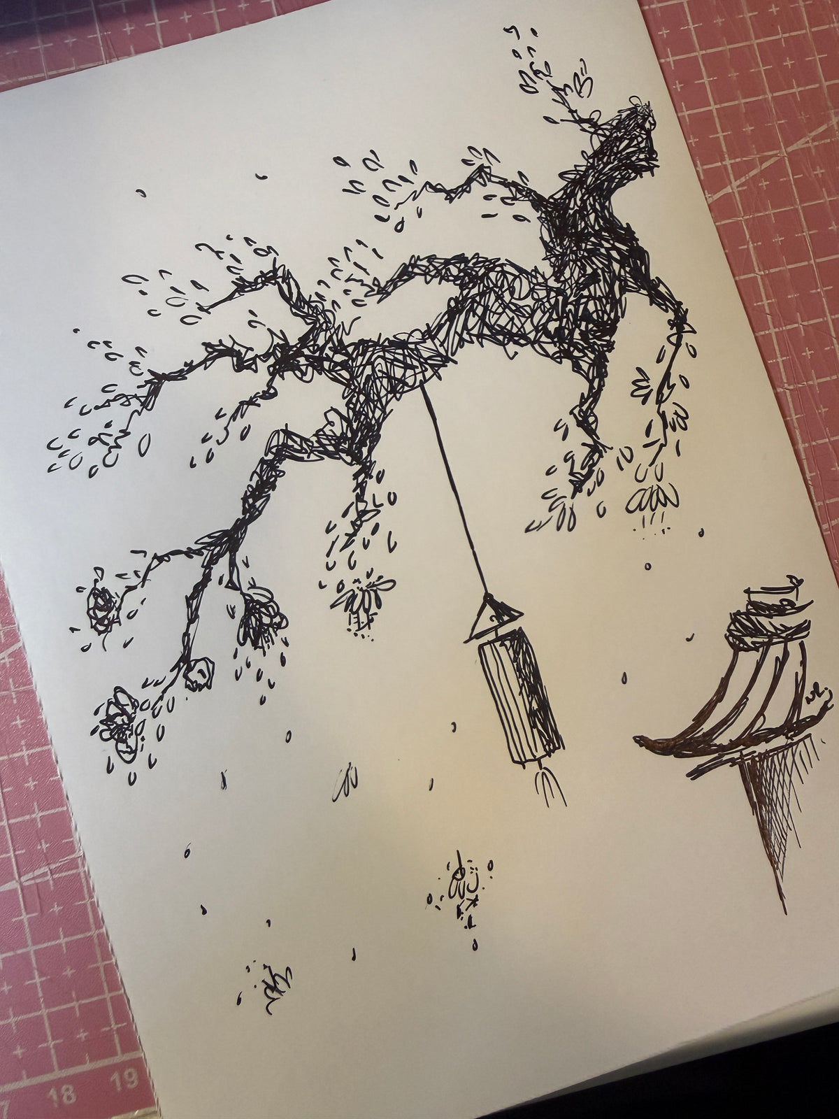 Cherry Blossom | Handmade Framed Poster – Original Artwork Wall Decor
