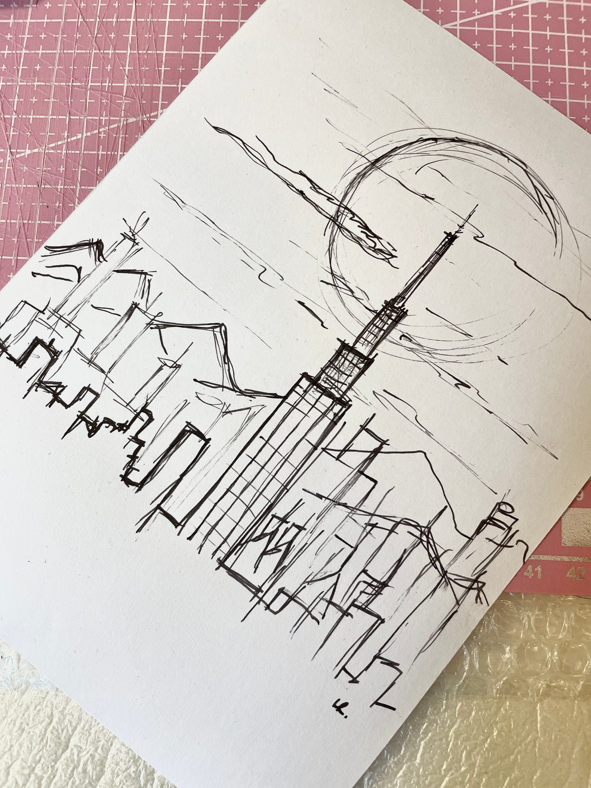 New York Cityscape | Handmade Framed Poster – Original Artwork Wall Decor