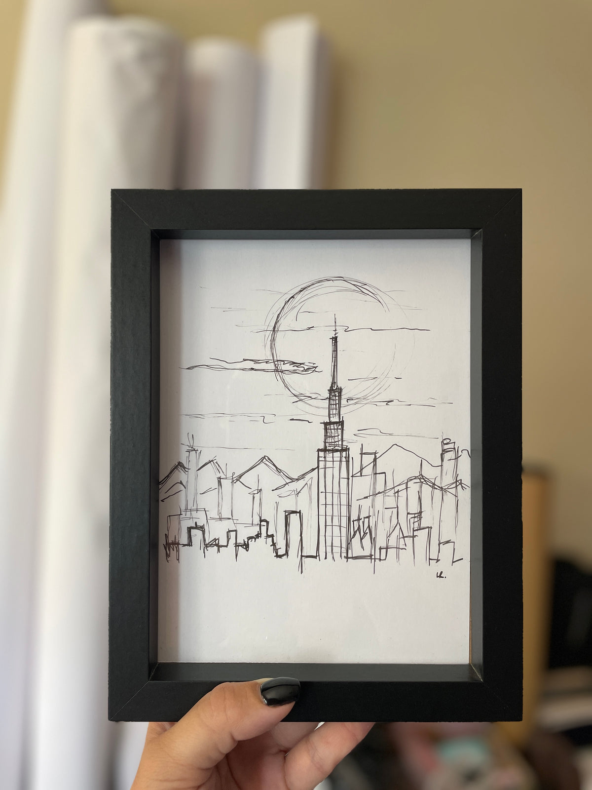 New York Cityscape | Handmade Framed Poster – Original Artwork Wall Decor