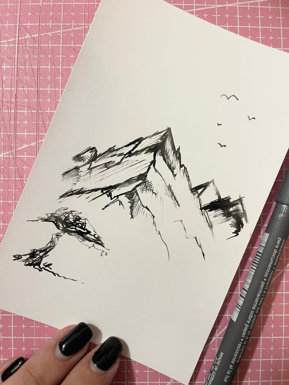 Mountain Escape | Handmade Framed Poster – Original Artwork Wall Decor