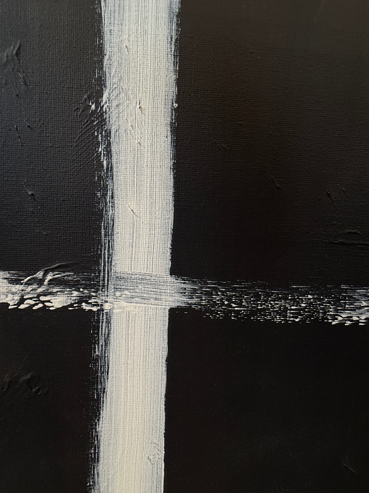 Squared Black | Original 3-Piece Contemporary Acrylic Painting – 20 × 60 cm Modern Abstract Artwork