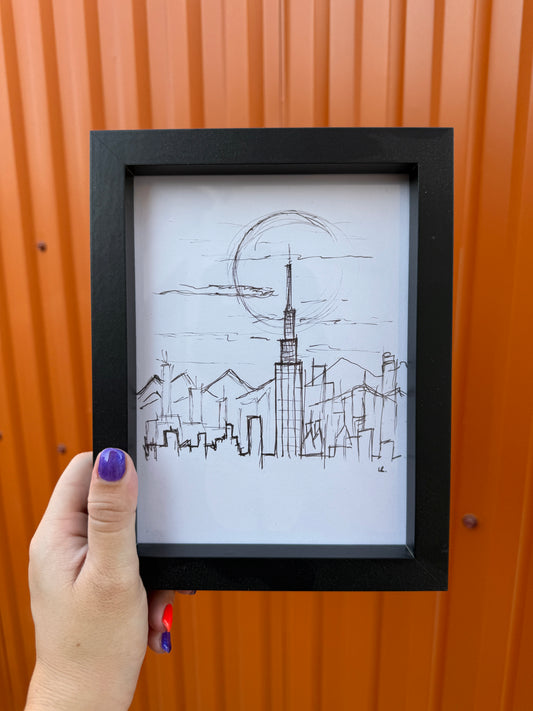 New York Cityscape | Handmade Framed Poster – Original Artwork Wall Decor