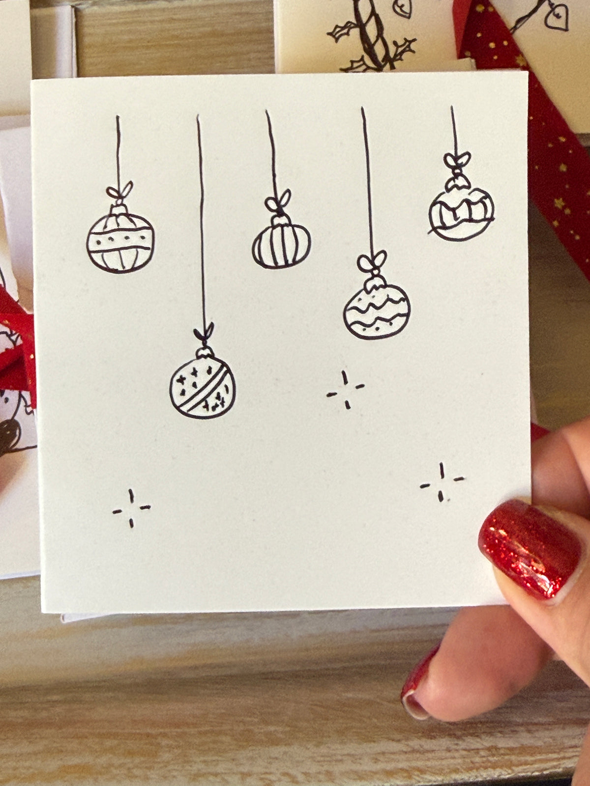 Cute Christmas Balls | Small Handmade Greeting Card – Original Illustrated Card