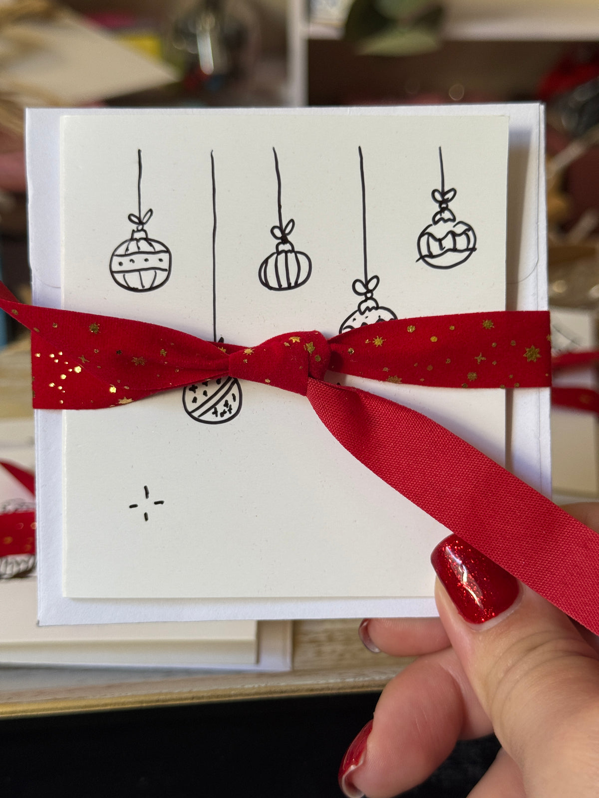 Cute Christmas Balls | Small Handmade Greeting Card – Original Illustrated Card