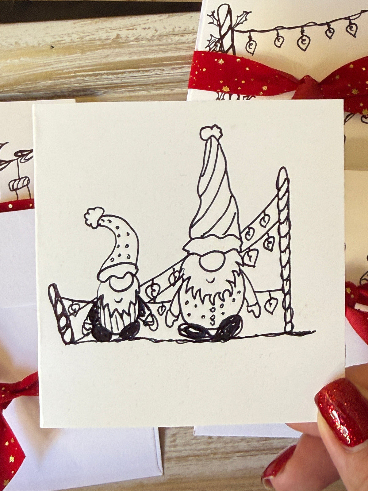 Cute Christmas Dwarves | Small Handmade Greeting Card – Original Illustrated Card