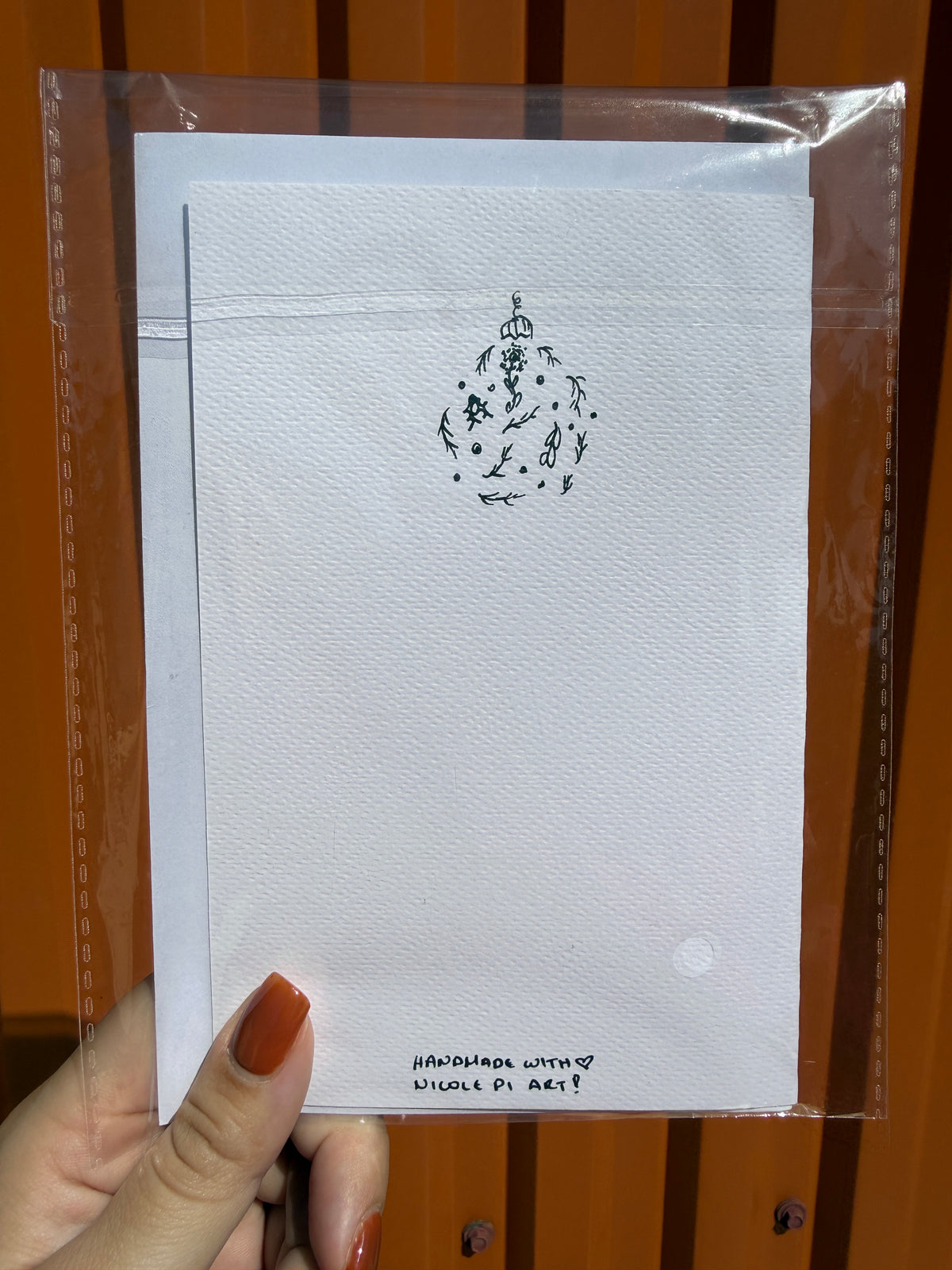 Christmas Ball Mistletoe | Handmade Greeting Card – Original Illustrated Card