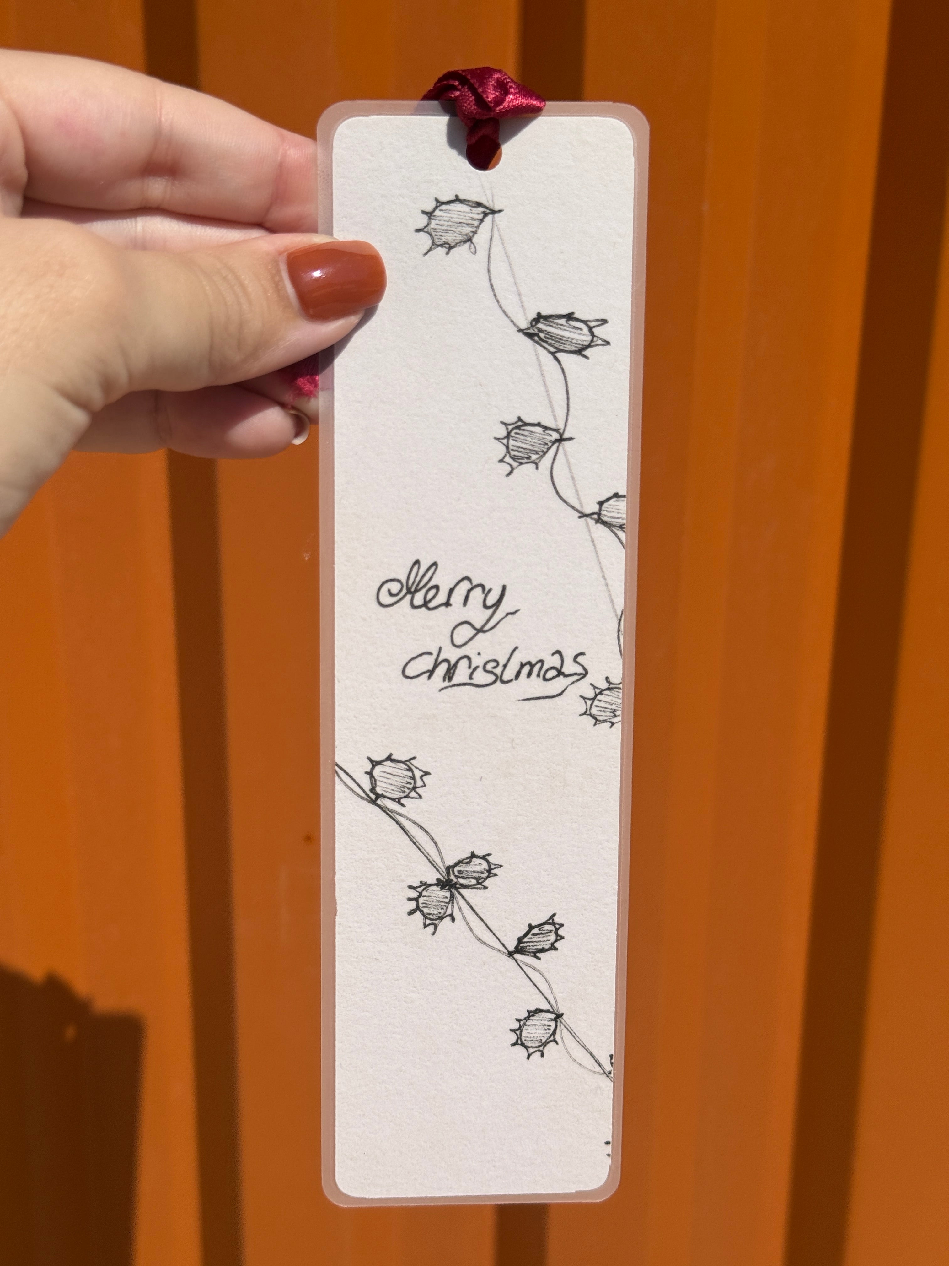Merry Christmas Handmade Illustrated Bookmark – Original Art Bookmark